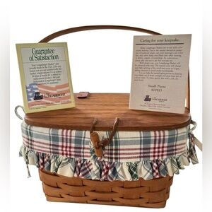 Longaberger Small Purse Basket w/ Liner 1992 Handmade Woven in USA Collectable